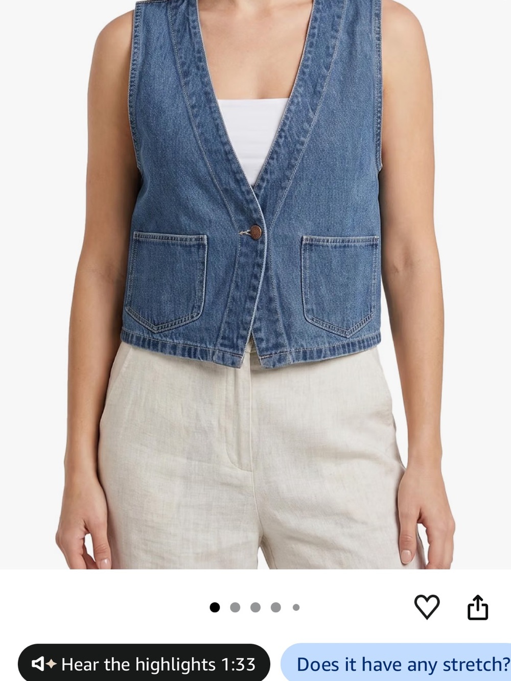 Denim Vest in Blue - Women's Jeans